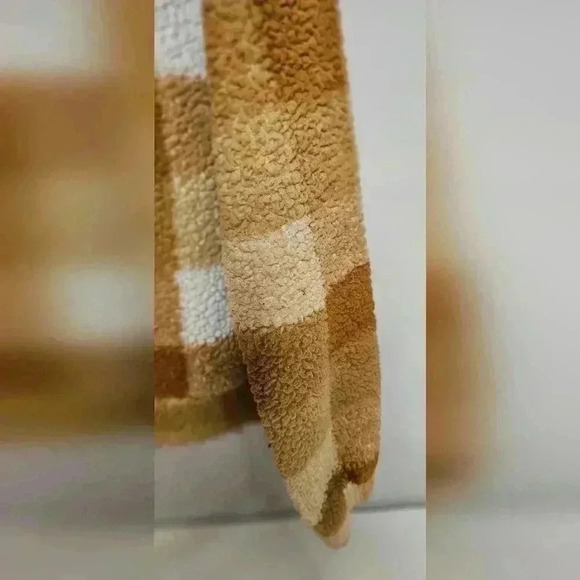 Wallflower Brown and White Checked Zipped Fleece Pullover, size medium - Picture 4 of 6